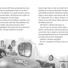 Zwei Textabschnitte in Wolken. Links ein Mädchen mit Flügeln, rechts eine Wolke mit Gesicht, Berge im Hintergrund.