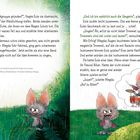 Texte: Gespräch zwischen Eule und Wegda über die Gründung einer Band. Wegda will singen und Trommeln spielen. Hintergrund: Eule und Fledermaus in einem Wald bei Regen, Wegda mit Schlagzeug in Gedankenblase.