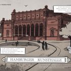 Texte: "… sondern von DIESEM HIER!", "Herr Werner", "An die 3000 Kunstwerke wurden hier damals aufbewahrt...", "In den 1920er-Jahren, in denen unsere Geschichte beginnt, besuchten die Kunsthalle jedes Jahr etwa 100.000 Menschen.", "HAMBURGER KUNSTHALLE", "Die HAMBURGER KUNSTHALLE wurde im 19. Jahrhundert von Hamburger Bürgern gegründet..."

Illustration: Historisches Gebäude mit Personen.