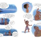 Comic mit Figuren, die Sternbilder betrachten. Texte: "Sterne", "Lasst uns etwas über die Sterne lernen...", "Welche Geschichte siehst du...".