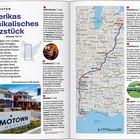 "Amerikas musikalisches Herzstück. Dauer: 7 Tage, Strecke: 1867 km. Motown Museum, Detroit." Links Städtebeschreibung, rechts Karte.