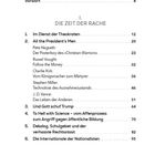 Inhaltsverzeichnis mit Titeln wie "Die Zeit der Rache", "Im Dienst der Theokraten", "Und Gott schuf Trump", Seitenzahlen inklusive.