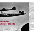 Unternehmen Narwal: Höhenfernaufklärer DFS 228 steht groß gedruckt unten links in roter Schrift über einem Flugzeugfoto.