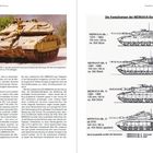 Links oben steht: "Aspekte zur konzeptionellen Entwicklung." Rechts ist eine Übersicht von "Die Kampfpanzer der MERKAVA-Baureihe" mit vier Zeichnungen von Panzermodellen. Links ein Foto eines MERKAVA Mk. IV. Text darunter: "Bild 34: Israelischer KPz MERKAVA Mk.IV".