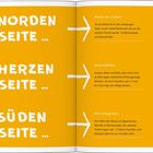 Links: "Im Norden ab Seite...", "Im Herzen ab Seite...", "Im Süden ab Seite...". Rechts Pfeile, kurze Texte, Seitenzahlen: 8, 82, 152.
