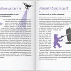 "Alienalarm: In Deutschland gibt es eine UFO-Meldestelle. Allesmitscharf: Der Döner wurde in Berlin erfunden." 

Links UFOs, rechts ein Bär mit Döner.