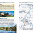 Seite zeigt Karte von Iquitos mit Urwald-Lodges; beschreibt Filmgeschichte und Ausflüge. Enthält farbige Fotos und Markierungen.