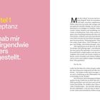 Kapitel 1: Akzeptanz. "Ich hab mir das irgendwie anders vorgestellt." Links rosa Hintergrund, rechts Text auf Weiß.