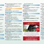 Übernachtungs- und Serviceverzeichnis Klais - Arzbach; enthält Telefonnummern, Adressen und Kategorien für verschiedene Unterkünfte. Links ein blaues Textband mit "Übernachtungs- und Serviceverzeichnis", rechts Werbung für "Gästehaus Sonnleit’n".