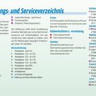 Übernachtungs- und Serviceverzeichnis: Auflistung unvollständiger Übernachtungsmöglichkeiten und Preiskategorien. Liste von Orten und Dienstleistungen.