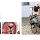 Text links beschreibt Mario Waser, Rikscha-Besitzer in Luzern, und seine historische Rikscha. Rechts posiert er mit der Rikscha.