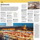 "Nachtmarkt" steht oben. Zahlreiche Stände bieten Speisen wie gegrilltes Lamm. Rechts ein Foto mit Streetfood-Verkäufern.