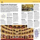 "Ungarische Staatsoper" mit Informationen über den Standort, Führungen und die beeindruckende Architektur. Fotografie des prunkvollen Innenraums und ein Übersichtsplan.