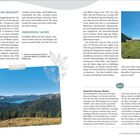 Frische Berg- und Waldluft; Eindrucksvolle Kulisse; Impulse für achtsames Wandern. Zwei Landschaftsbilder von Bergen und Wald.