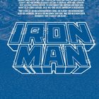 Text beschreibt Tony Starks Genesung und Erfindung der Iron Man-Rüstung. Großes Logo "Iron Man" im unteren Bereich.