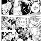 Comic-Stil mit dramatischem Kampf: "Es geht mir gut", "Hey-Hey!" und "'Wir sind noch nicht fertig, alter Knacker!"