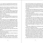 Doppelseite mit Fließtext: Eine Frau, Sascia, spricht mit Yvonne über Angeln im Dark. Sie organisieren Ausrüstung und gehen durch eine Gasse.