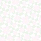 Blasse rosa Blumen auf einem gewellten, schachbrettartigen Hintergrund in dezenten Grüntönen.