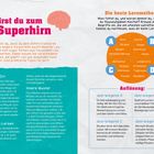 "So wirst du zum Superhirn" mit Tipps und Methoden zur Verbesserung des Gedächtnisses. Enthält Lernmethoden und Auflösungstest.