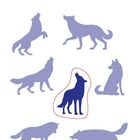 Text "Lösung:". Sieben Wolfssilhouetten, eine hervorgehoben durch eine rote Umrandung.