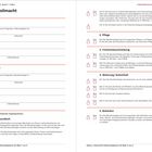 Vorsorgevollmacht, Blatt 1 von 4. Befugnisse in Gesundheit, Pflege, Aufenthaltsort und Behörden. Felder für persönliche Daten.