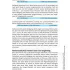 45 × 40,79 Euro = 1836 Euro Monatsrente.  
47 × 40,79 Euro = 1917 Euro Monatsrente.  
1917 Euro Rente + 12 % (230 Euro) = 2147 Euro.  
"Wolfgang" steigert Rentenanspruch.  
Rentenaussetzung rentiert langfristig.  
Quelle: Stiftung Warentest.