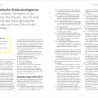 Texte: "Die Systematische Gebäudediagnose", "Was erfahre ich?", "Schwächen-Stärken-Profil", "B - Fassade/Außenhaut", "C - Konstruktion/Mauerwerk/Decken", "D - Gebäudetechnik", "E - Außenanlagen", "F - Grundstück und Erschließung", "G - Immaterielle Werte". Erklärung der Gebäudeelemente und Zustandsbewertung.