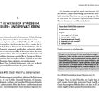 Texte: 
"7. MIT KI WENIGER STRESS IM BERUFS- UND PRIVATLEBEN."
"Lifehack #15: Die E-Mail-Flut beherrschen." 

Beschreibung:
Zwei Textseiten, links Kapiteltext über Stressreduktion durch KI, rechts Beispiel einer E-Mail-Zusammenfassung.