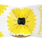 Text: "eine Sonnenblume". Pop-up-Karte mit gelber Blumenillustration.