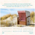 Johann Wolfgang von Goethe Zitat über Licht und Sommer. Kalender für Juli; Bild zeigt einen Strandkorb in den Dünen.