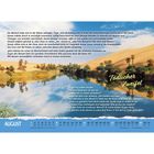 Texte: "Tödlicher Zweifel", "August", "Ein Mensch hatte sich in der Wüste verlaufen...er brach erneut zusammen."

Bildbeschreibung: Oase-Spiegelung in einer Wüste mit Palmen.