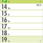 Kalenderblatt Juni: wichtige Sonntage sind 6., 13., 20., 27. Grün hervorgehoben. KW 23 bis 26 markiert. 21. Sommeranfang.