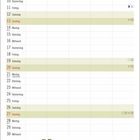 Kalender für Juni. Eine Frau fragt: „Na, habt ihr euch denn wieder vertragen?“ Zwei Hunde zusammen im Korb.