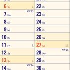 Kalender für Juni 2027, Wochenbeginn Dienstag, mit Sommeranfang am 21. Juni und farbig hervorgehobenen Sonntagen.