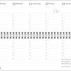Kalender von 18. bis 24. mit Notizbereichen. Zitat rechts unten: "Das Leben (...) ist ein Glück (...)". Januar, Woche 03.