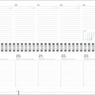 Kalender zeigt Tage 18. bis 24. Januar. Uhrzeiten unten rechts genannt. Feiertage und Wochentage mehrsprachig.