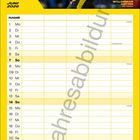 Kalender für Juni 2026, gelber Hintergrund, Fußballspieler Waldemar Anton, BVB-Logo, Tabelle mit Wochentagen und Notizen.