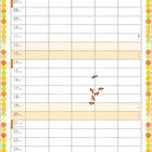 Kalender für Juni mit Wochentagen. Runde bunte Muster am Rand, Illustrationen von Libellen.