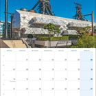 Kalenderseite für Juni 2027. Überschrift: Montag bis Sonntag. Bild von modernem Gebäude mit industriellen Strukturen.