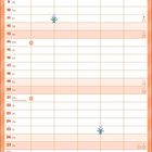 Kalendertafel für Juni, orange gestaltet. Illustration von Figuren auf Fahrrädern unten, mit "HOORAY" darüber.