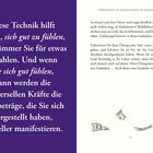 Die linke Seite beschreibt eine Technik, die hilft, sich gut zu fühlen, um Geld schneller zu manifestieren. Rechts etwas Text und schwebende Geldscheine.