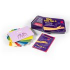 Mini-Talk-Box 4 „Abschiede“, 60 Impulse, loslassen & Haltfinden. Stapel bunter Karten, eine lila Karte mit „Rituale“.