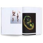 Ein Buch zeigt links mehrere Bananenschnecken auf hellem Hintergrund und rechts eine bunte Embryo-Abbildung auf dunklem Grund.