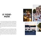 „LE PIQUE-NIQUE“. Der Text beschreibt ein geselliges Dinner in Paris, bei dem viele Menschen in Weiß gekleidet sind.