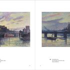 Links: "Maximilien Luce, The Sambre at Marchienne, 1893." Rechts: "Maximilien Luce, View of London, Cannon Street, 1893." Beide sind Gemälde von Flussszenen.