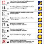 Kalender für Juni 2027. Tägliche Aktivitäten wie Pflanzentipps, Haarpflegehinweise und ideale Zeitpunkte. Mondphasen rechts.