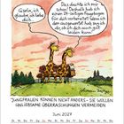 Eine Giraffe gesteht Liebe. Andere plant einen Fragebogen. Juni 2027 Kalender. Hintergrund: Landschaft bei Sonnenuntergang.