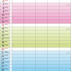 Kalender für Juni 2027. Wochentage und Daten in bunten Zeilen. Platz für Notizen unten.