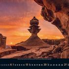 Kalenderblatt für den Juni 2023 mit einem eindrucksvollen Felsformation bei Sonnenuntergang.