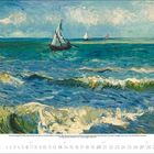 "Vincent van Gogh (1853-1890) Seestück bei Saintes-Maries-de-la-Mer. Juni 1888." Wellen, Boote auf stürmischem Meer.